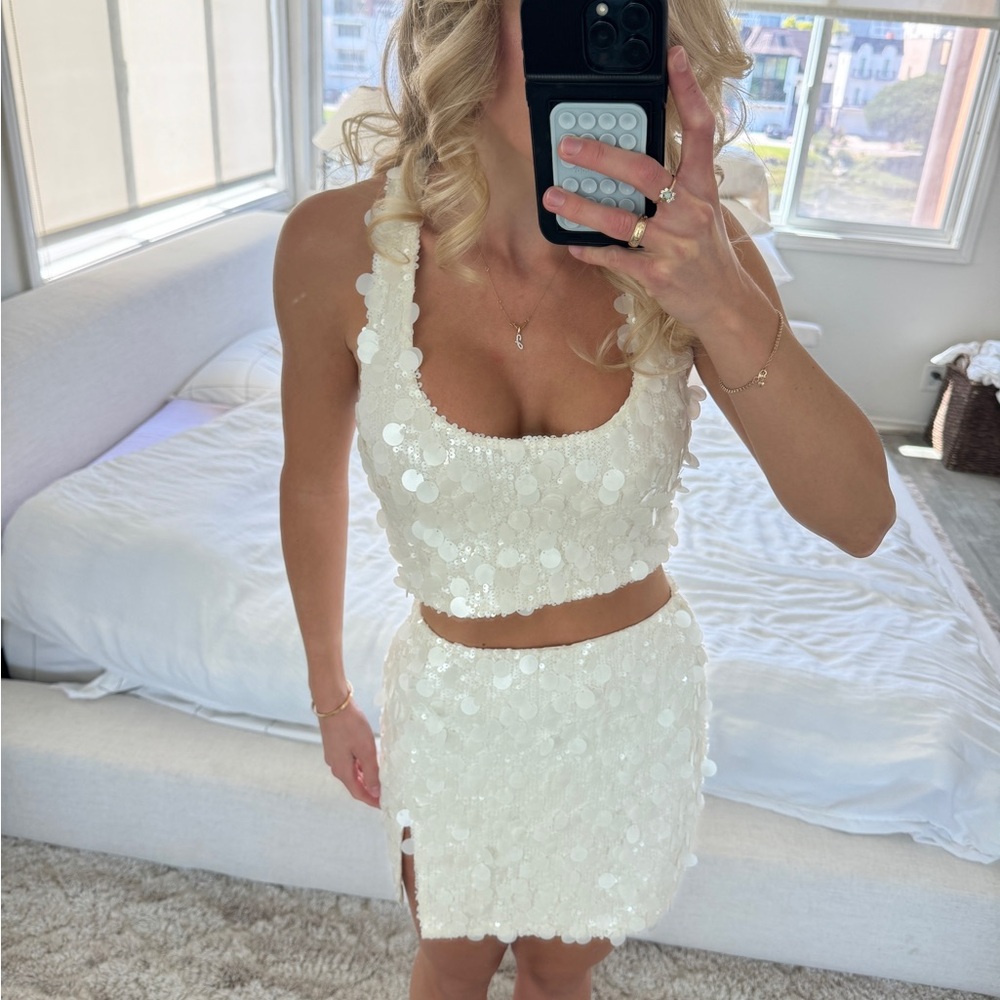 White Sequin Set (top & skirt)
